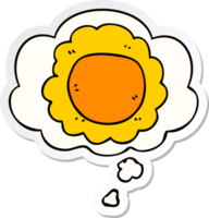 cartoon flower with thought bubble as a printed sticker png