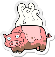 sticker of a cartoon muddy pig png