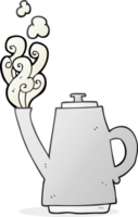 hand drawn cartoon steaming coffee kettle png