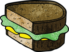 sándwich cargado de doodle de dibujos animados png