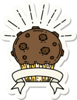 sticker van een tatoeëren stijl chocola muffin png