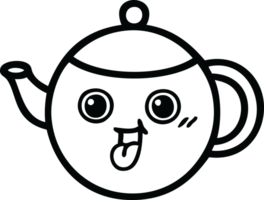 line drawing cartoon of a tea pot png