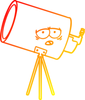caldo pendenza linea disegno di un' cartone animato annoiato telescopio con viso png
