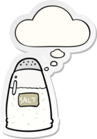 cartoon salt with thought bubble as a printed sticker png