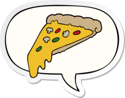 cartoon pizza slice with speech bubble sticker png