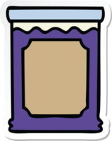 sticker of a quirky hand drawn cartoon jar of jam png