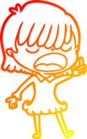 warm gradient line drawing of a cartoon woman talking loudly png