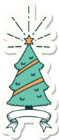 pegatina de un árbol de navidad estilo tatuaje con estrella png
