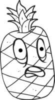 hand dragen svart och vit tecknad serie ananas png