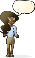 cartoon woman shrugging shoulders with speech bubble png