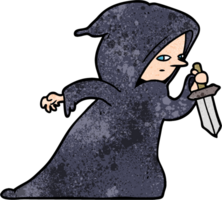 assassin de dessin animé en robe noire png