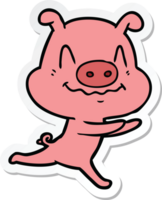 adesivo de um porco nervoso de desenho animado correndo png