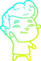 cold gradient line drawing of a happy cartoon man png