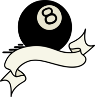 traditional tattoo with banner of 8 ball png