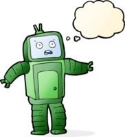 cartoon funny robot with thought bubble png