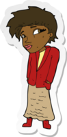 sticker of a cartoon woman with hands in pockets png