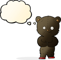 cartoon teddy black bear cub with thought bubble png