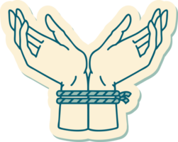 sticker of tattoo in traditional style of a pair of tied hands png