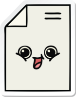 sticker of a cute cartoon sheet of paper png