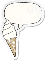 cartoon ice cream with speech bubble distressed distressed old sticker png