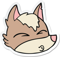 sticker of a cartoon wolf face whistling png