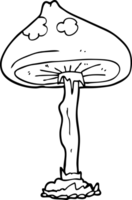 hand drawn black and white cartoon mushroom png