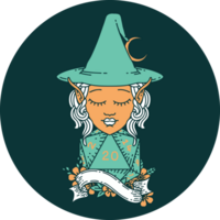 icon of elf mage character with natural twenty dice roll png