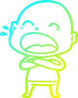 cold gradient line drawing of a cartoon shouting bald man png