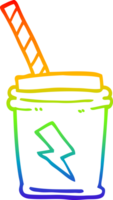 rainbow gradient line drawing of a cartoon take out drink png