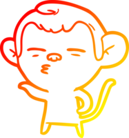 warm gradient line drawing of a cartoon suspicious monkey png