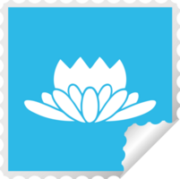 fyrkant peeling klistermärke tecknad serie av en blomma png