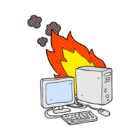 hand drawn comic book style cartoon computer png