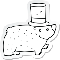 autocollant d'un ours de dessin animé portant un chapeau haut de forme png