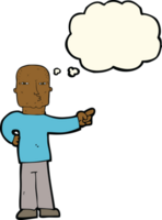 cartoon pointing man with thought bubble png