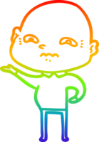 rainbow gradient line drawing of a cartoon nervous man png