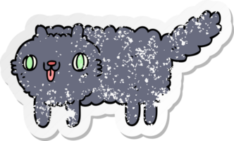 distressed sticker of a cartoon cat png