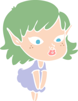 pretty flat color style cartoon elf girl png