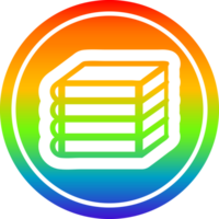 Stapel von Bücher kreisförmig Symbol mit Regenbogen Gradient Fertig png