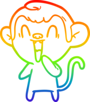 rainbow gradient line drawing of a cartoon laughing monkey png