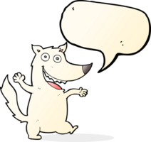 loup heureux de dessin animé avec bulle de dialogue png