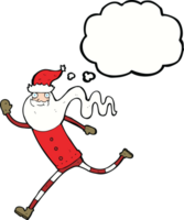 cartoon running santa with thought bubble png