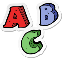 adesivo de letras abc de desenho animado png