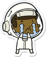 sticker of a cartoon crying astronaut png