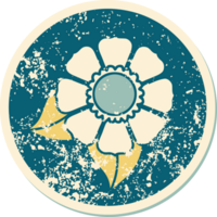 iconisch verontrust sticker tatoeëren stijl beeld van een bloem png