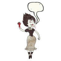 Hand Rede Blase texturiert Karikatur Blut saugen Vampir Mädchen png