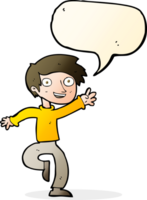 cartoon excited boy dancing with speech bubble png