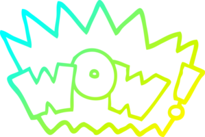 cold gradient line drawing of a cartoon word wow png