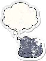 cute cartoon cloud with thought bubble as a distressed worn sticker png