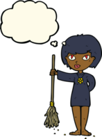 cartoon pretty witch girl with thought bubble png