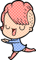 cute cartoon girl with hipster haircut png